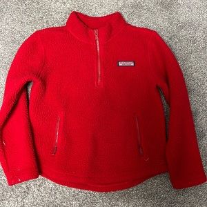 Vineyard Vines red fleece pullover.